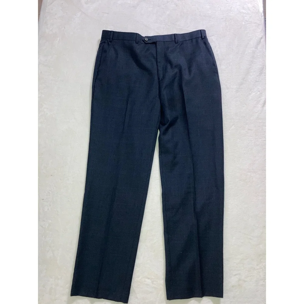 Lauren Ralph Lauren Mens 36x32 Blue 100% Wool Windowpane Dress Pants Trousers